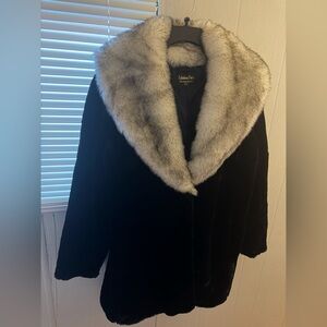 Vintage Fabulous Furs Black Teddy Jacket with Cream Collar